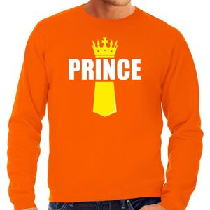 Koningsdag sweater Prince met kroontje oranje - heren - Kingsday outfit / kleding / trui XL