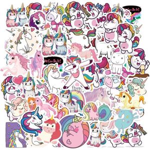 50 stuks Unicorn Vinyl Stickers - Eenhoorn - Voor op de fiets, beker, laptop, schoolspullen, kamer, etc - School - Kinderen - Stickers - Plakken - Stikker - Paard - Meisjes - Bundel - Set - 50