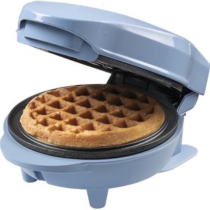 Bestron mini-wafelijzer voor klassieke wafels, wafelijzer met antiaanbaklaag, voor kinderfeestjes, Familiefeest, Pasen of Kerst, retro design, 550 Watt, kleur: babyblauw