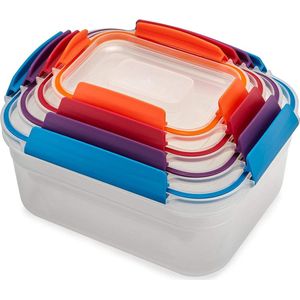 Nest Lock, 4-stuks Plastic voedselopslagcontainer met deksels, lekvrij, luchtdicht, ruimtebesparend, BPA-vrij- Multicolour Variation should be - 4 stuks, Veelkleurig