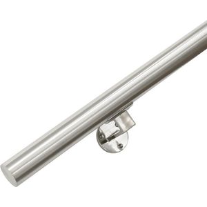 RVS Geborsteld Trapleuning 175 cm met 2 houders
