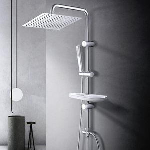 Regendouche doucheset plank chroom douchesysteem zonder douchekraan 30x30 - luxe badkamer accessoire regendouche zonder kraan