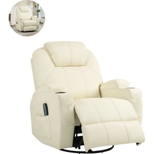 Massagestoel - Relaxfauteuil - Zetel - 1 persoons - Met armleuning - Zeer comfortabel - Elektrisch - Crèmewit