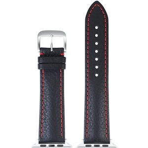 EULIT leer horlogeband geschikt voor Apple Watch 38/40/41 maat - Serie 1/2/3/4/5/6/7/8/9/10 + SE - imperator smart - 20 mm - zwart/rood - metalen zwart gesp - incl. adapter