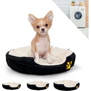 Mobiclinic Pluto - Hondenbed - Huisdier Bed - Verschillende maten beschikbaar - Zacht - Kattenbed - Antislipbodem - Comfortabel en Aangenaam - Machinewasbaar - Maat S - Zwart en Beige