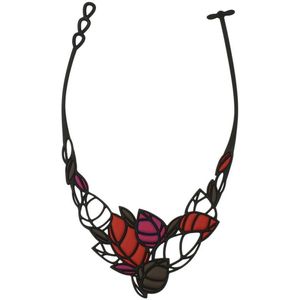 Batucada - Acacia - Collier van Plantaardige Oorsprong en Hypoallergeen - Vrouwen Ketting met Blaadjes patroon - Antiallergisch Halsketting - Zwart - Rood - Fuchsia - lengte 40/43 cm - effect Tattoo - oogt als Rubber