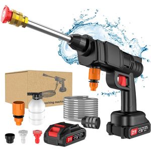 Draadloze 30Bar Hogedrukreiniger 1000W - Professionele Accu Hogedrukspuit voor Auto, Tuin & Fiets | 12.000 RPM Motor | Compatibel met Makita 18V Accu | Incl. 4x Sproeiers + Snelkoppeling Inclusief 1x accu + 1x oplader