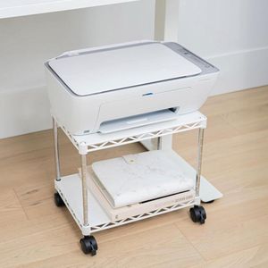 Printerstandaard voor onder bureau met wielen en tafelblad - Ideaal voor kleine ruimtes - 60 x . Printer Stand