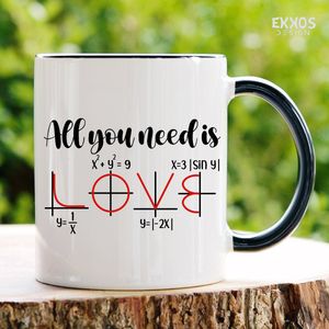 All U Need Is Love Math - Valentijdag - Moederdag cadeau - Vaderdag cadeau - Koffiemok - Koffiekopjes - Mok en bekers - Mok met tekst - Valentijn cadeautje voor haar - Valentijdag cadeau - Valentijn Mok - Couple Mokken