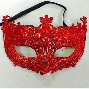 New Age Devi - Half-Gezicht Fox Sequin Masker ⁠— Prinses Venetië Masker ⁠— Kerstfeest en Halloween Maskerade ⁠— Rood
