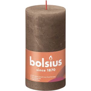 4 stuks Bolsius suede bruin rustiek stompkaarsen 130/68 (60 uur) Eco Shine Suede Bruin