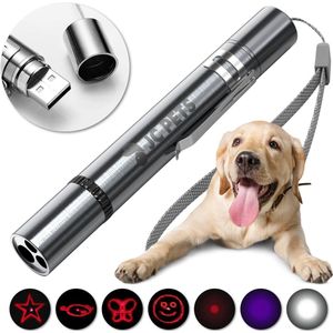 Laserpen - USB Oplaadbaar - Hondenspeelgoed - 7 Verschillende Standen - Laserlampje - RVS Zilver - Laser Pointer