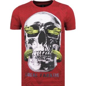 Skull Snake - Fun T shirt Mannen - 6326B - Bordeaux