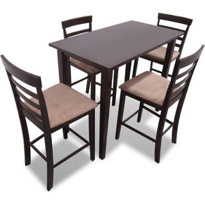 Medina Bartafel met 4 barstoelen set hout bruin