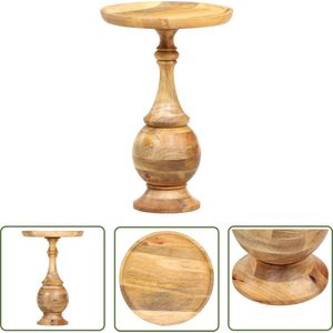 The Living Store Bijzettafel rond 43x43x66 cm massief mangohout - Bijzettafel - Vintage Meubilair - Mangohouten Meubels - Salontafel - Kamermeubel
