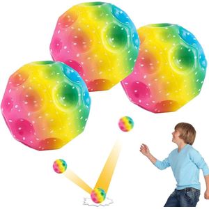 Jump bal meerkleurig - 3 stuks, hoge sprongen, rubberen bal - Ruimte thema