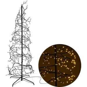 Cheqo® Kerstboom spiraal 150cm - 360 LED - Zwart - 1.50m Hoog - Warm wit - 8 functies en geheugen - Geschikt voor binnen en buiten - Verbruik van 9W - Lichtboom - Lichttakken - Woonkamer - Kerst