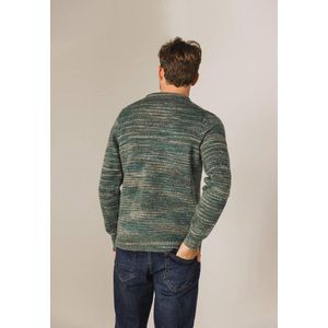 State of Art trui ronde hals groen gestreept stretch-wol