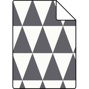 Proefstaal ESTAhome behang grafisch geometrische driehoeken donkergrijs en mat wit - 148672 - 26,5 x 21 cm