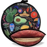 30 cm Tortilla warmter/warmtecontainer magnetronbestendig van katoen/polyester (zwart)