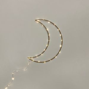 Boda Essentials - Maanlampje - 30CM - Goud - 100 led - Batterij - Wandlamp - Maanlamp - Babykamer - Sfeerverlichting - Nachtlamp - Ledverlichting - Babyroom - Kinderkamer