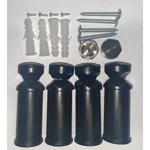 Radiatorhouder voor handdoekdroger - Geschikt voor rechte en gebogen radiatoren - Set van 4 Zwart