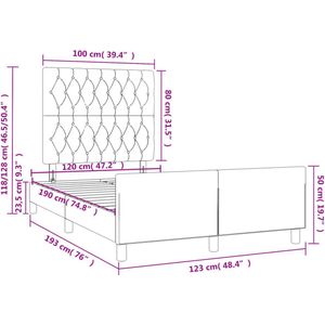 vidaXL - Bedframe - met - hoofdbord - lichtgrijs - 120x190 - cm