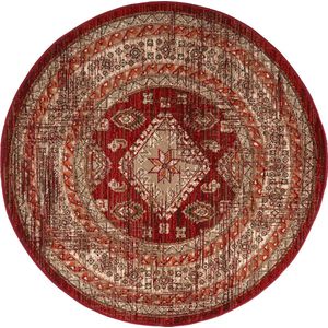 Rond Vintage Vloerkleed Aila Rood/Oranje - Polypropyleen - Rond 240 Ø - (XXL)