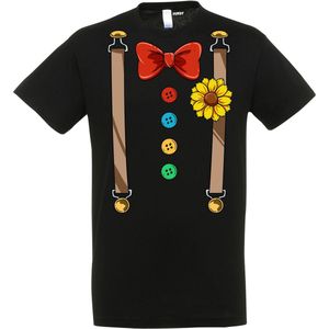 T-shirt kinderen Bretels Kostuum | Carnaval | Carnavalskleding Kinderen Baby | Zwart | maat 128