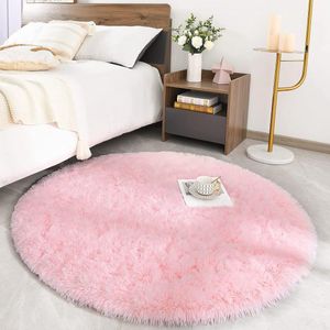 tapijt, rond, woonkamer, super zacht, shaggy tapijt, pluizig, Soft Area tapijt, slaapkamer, tapijten, super zacht, pluizige kindermat (roze, 150 x 150 cm)