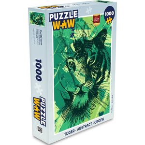 Puzzel Tijger - Abstract - Groen - Legpuzzel - Puzzel 1000 stukjes volwassenen