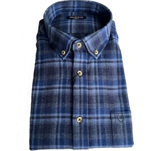 Pre End - Overhemd heren - flanel - blauw - geruit - maat XL