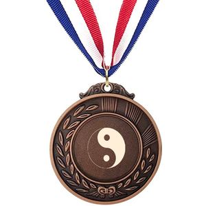 Akyol - yin yang medaille bronskleuring - Yin yang - yin yang accessoires - cadeau - gepersonaliseerd - mediteren - sleutelhanger met naam