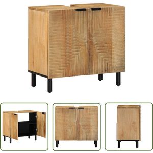 The Living Store Wastafelmeubel 62x33x58 cm massief mango bruin - Wastafelkast - Badkamermeubel - Mangohout - Vintage - Retro