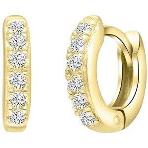 Lucardi Dames Goldplated oorringen zirkonia - Oorbellen - Cadeau - Echt Zilver - Goudkleurig