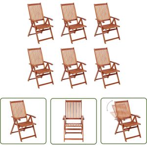 The Living Store Tuinstoelen 6 st inklapbaar massief acaciahout - Tuinstoel - Houten Tuinstoel - Acacia Tuinstoel - Inklapbare Tuinstoel - Lounge Stoel