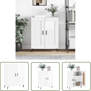 The Living Store Dressoir 69,5x34x90 cm bewerkt hout hoogglans wit - Dressoir - Commode - Opslagmeubilair - Woonkamerinrichting - Slaapkamerinrichting