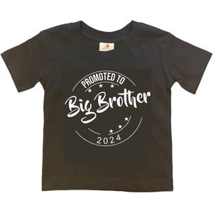 Shirt Aankondiging zwangerschap Promoted to Big Brother 2024 | korte mouw | Zwart/wit | maat 110/116 zwangerschap aankondiging bekendmaking Baby big bro brother Grote Broer