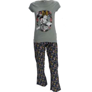 Disney dames pyjama Minnie Mouse, gebloemd, groen/blauw, maat XL