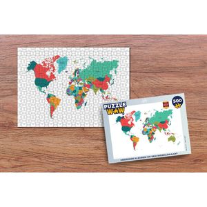 Puzzel Wereldkaart - Kleurrijk - Simpel - Legpuzzel - Puzzel 500 stukjes
