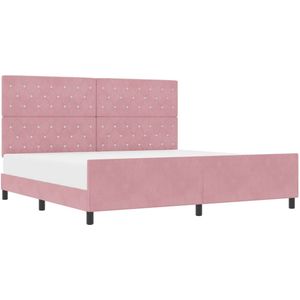 vidaXL - Roze - Fluwelen - Bedframe - 200x200 - cm
