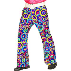 Widmann - Hippie Kostuum - Jaren 70 Prins Van De Dansvloer Broek Man - Multicolor - XXL - Carnavalskleding - Verkleedkleding