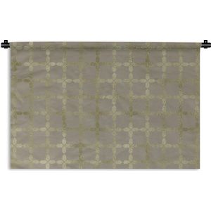 Wandkleed Luxe patroon - Luxe patroon van lichtgouden vierkanten tegen een grijze achtergrond Wandkleed katoen 60x40 cm - Wandtapijt met foto