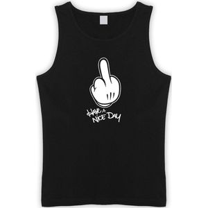 Zwarte Tanktop met  "" Have a Nice Day "" print Wit size S