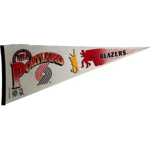 USArticlesEU - Portland Blazers - Vintage - NBA - Vaantje - Basketball - Sportvaantje - Pennant - Wimpel - Vlag - Rood/Wit - 31 x 77 cm