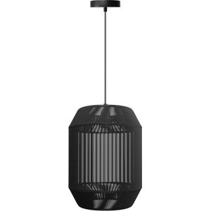 LED Hanglamp - Hangverlichting - E27 Fitting - Rond - Mat Zwart - Papier