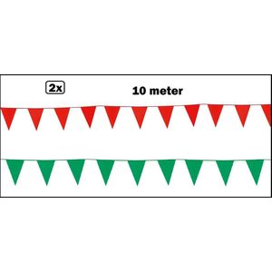 2x Vlaggenlijn rood en groen 10 meter - vlaglijn festival feest party verjaardag thema feest