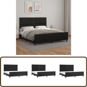 vidaXL Bedframe 180x200 cm - Zwart Kunstleer Bed Frame - Boxspring - Hoofdbord - Kunstleder Bed - Tweepersoons Bed