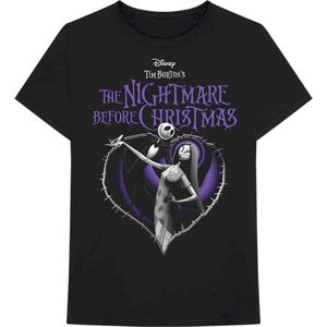 Disney The Nightmare Before Christmas - Purple Heart Heren T-shirt - M - Zwart