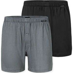 Schiesser Boxershorts set van 2 jersey uni patroon - Boxershorts multipack Heren Onderbroek - zwart, grijs